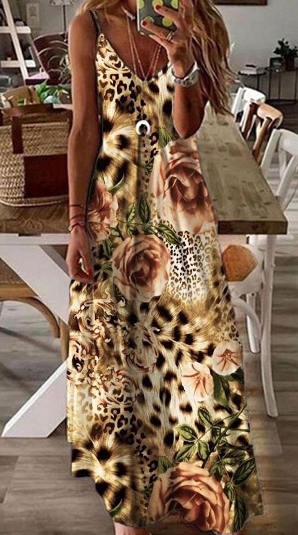 Yonca Moda Evi Kadın Suprem Kumaş Dijital Baskılı Elbise