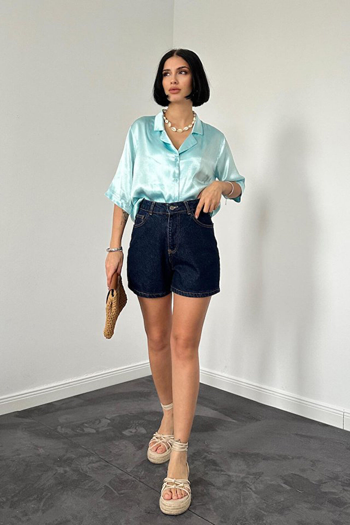 Yonca Moda Evi Mavi Summer Şort