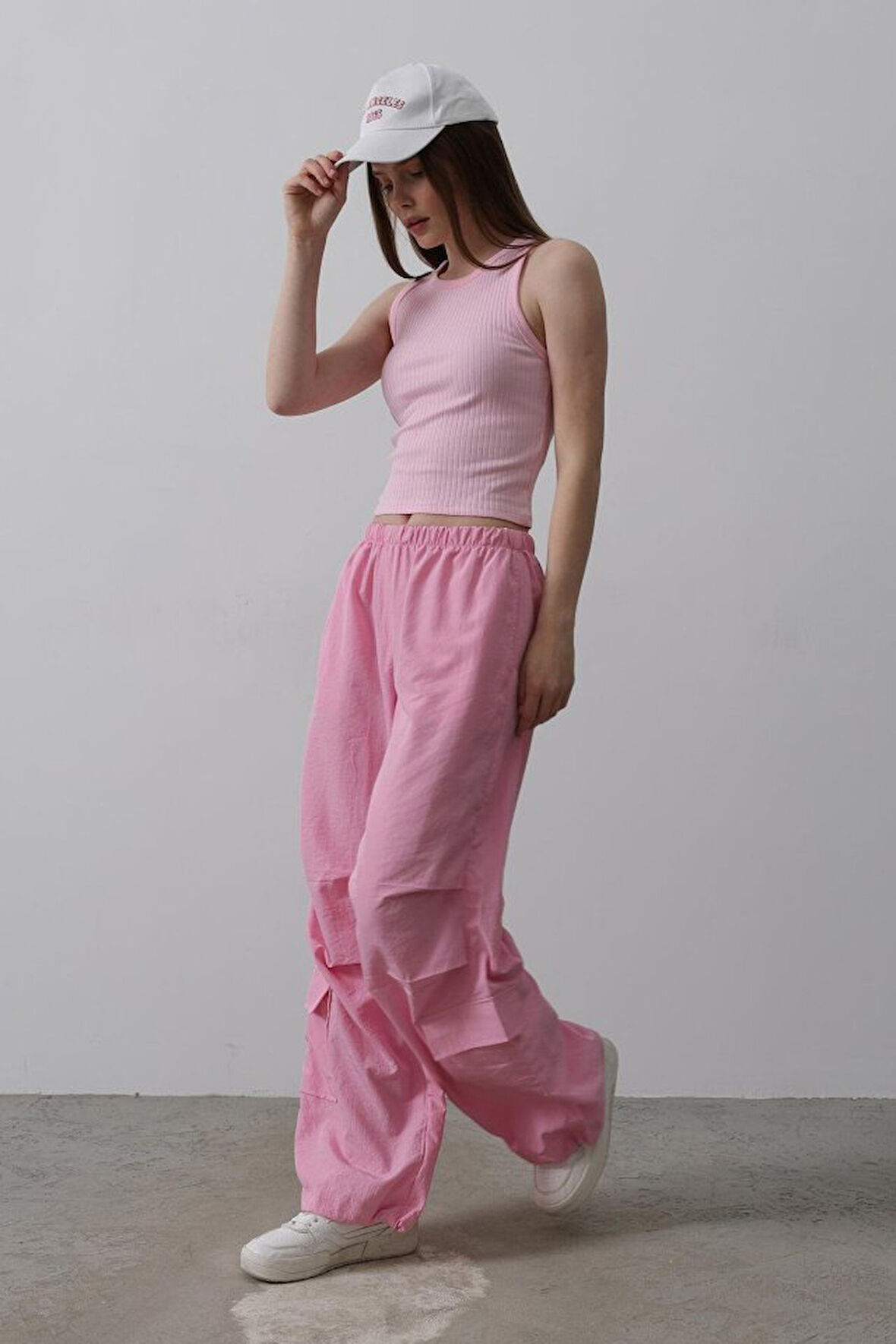 Yonca Moda Evi Paraşüt Cargo Pantolon - Pembe