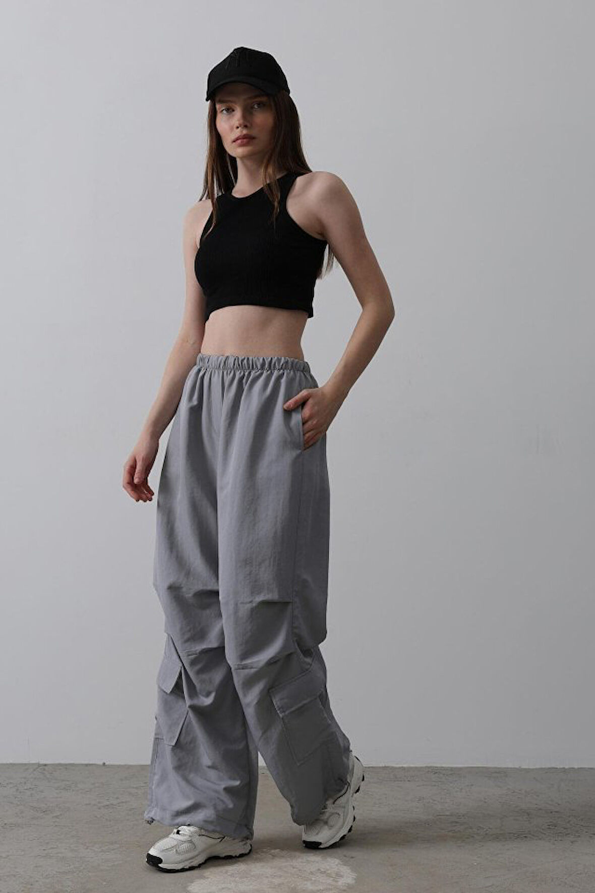 Yonca Moda Evi Paraşüt Cargo Pantolon - Antrasit