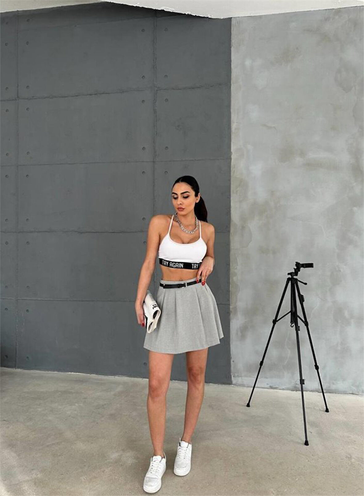 Yonca Moda Evi ŞORT ETEK - Gri