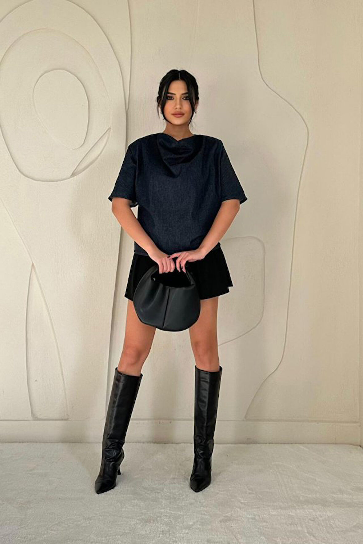 Yonca Moda Evi Mavi Kot Bluz