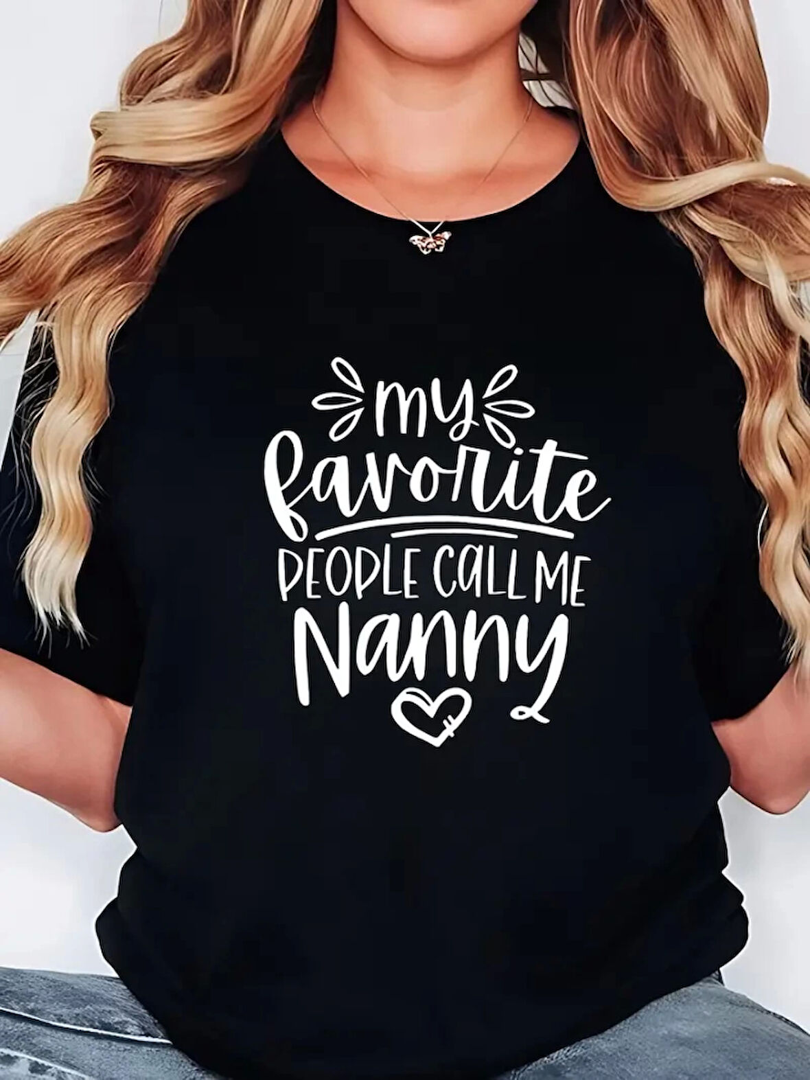 Yonca Moda Evi Baskılı Oversize Bisiklet Yaka T-shirt - Siyah