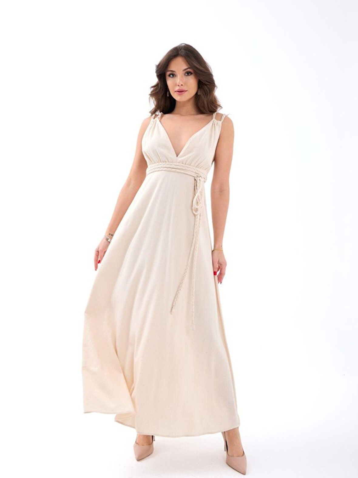 Yonca Moda Evi 7409 ELBİSE-BEJ