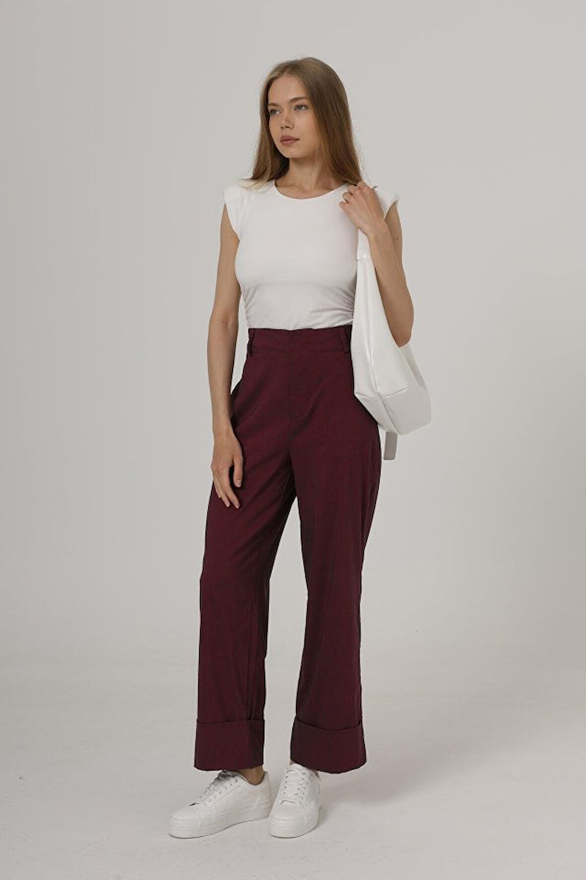 Yonca Moda Evi Duble Paça Pantolon - Bordo