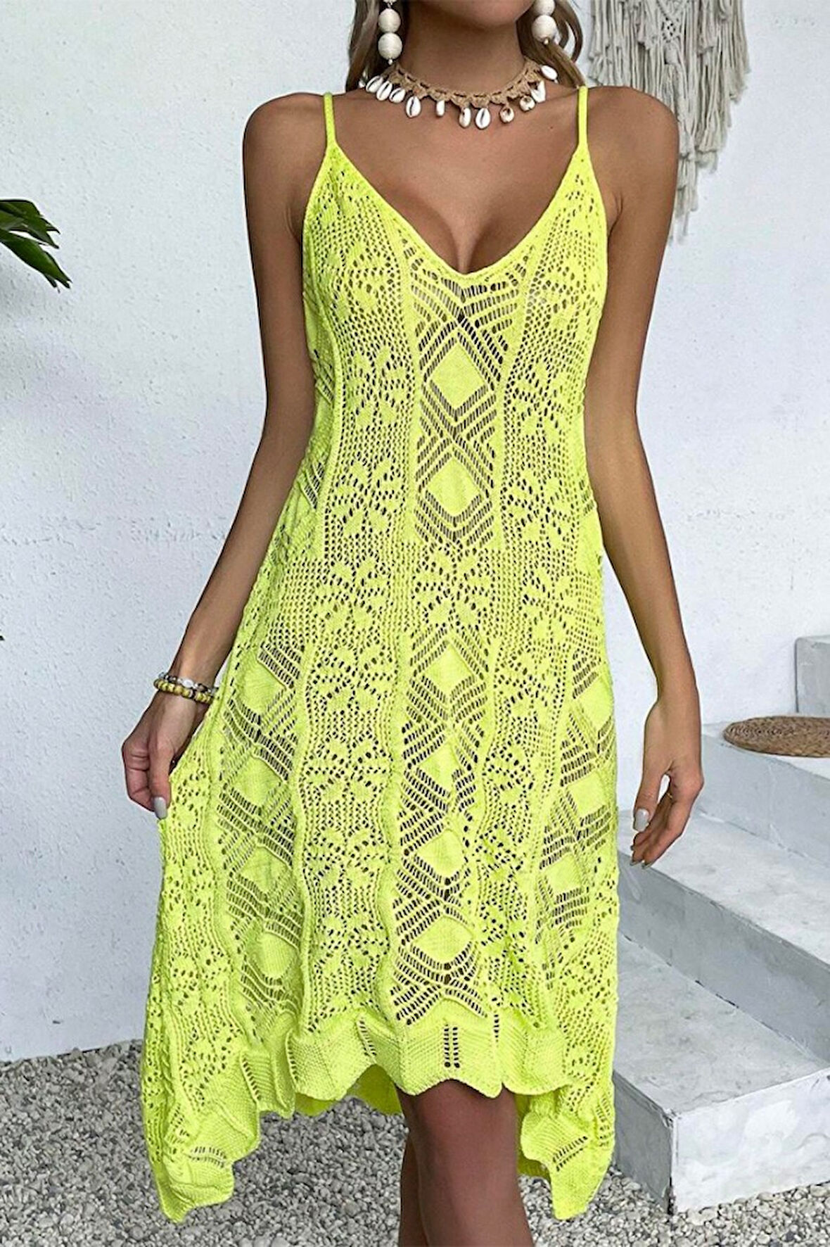 Yonca Moda Evi Kadın Ince Askılı Triko Elbise