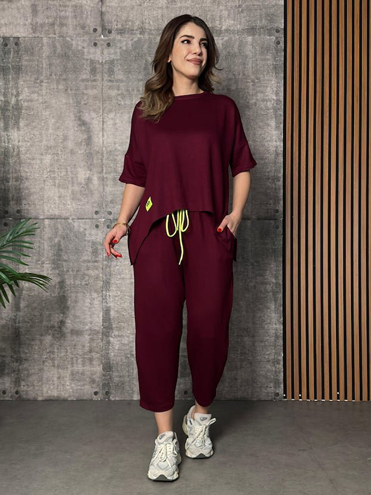 Yonca Moda Evi Kadın Kısa Kollu Bisiklet Yaka Viskon Iki Iplik Bluz Ve Pantolon Ikili Takım