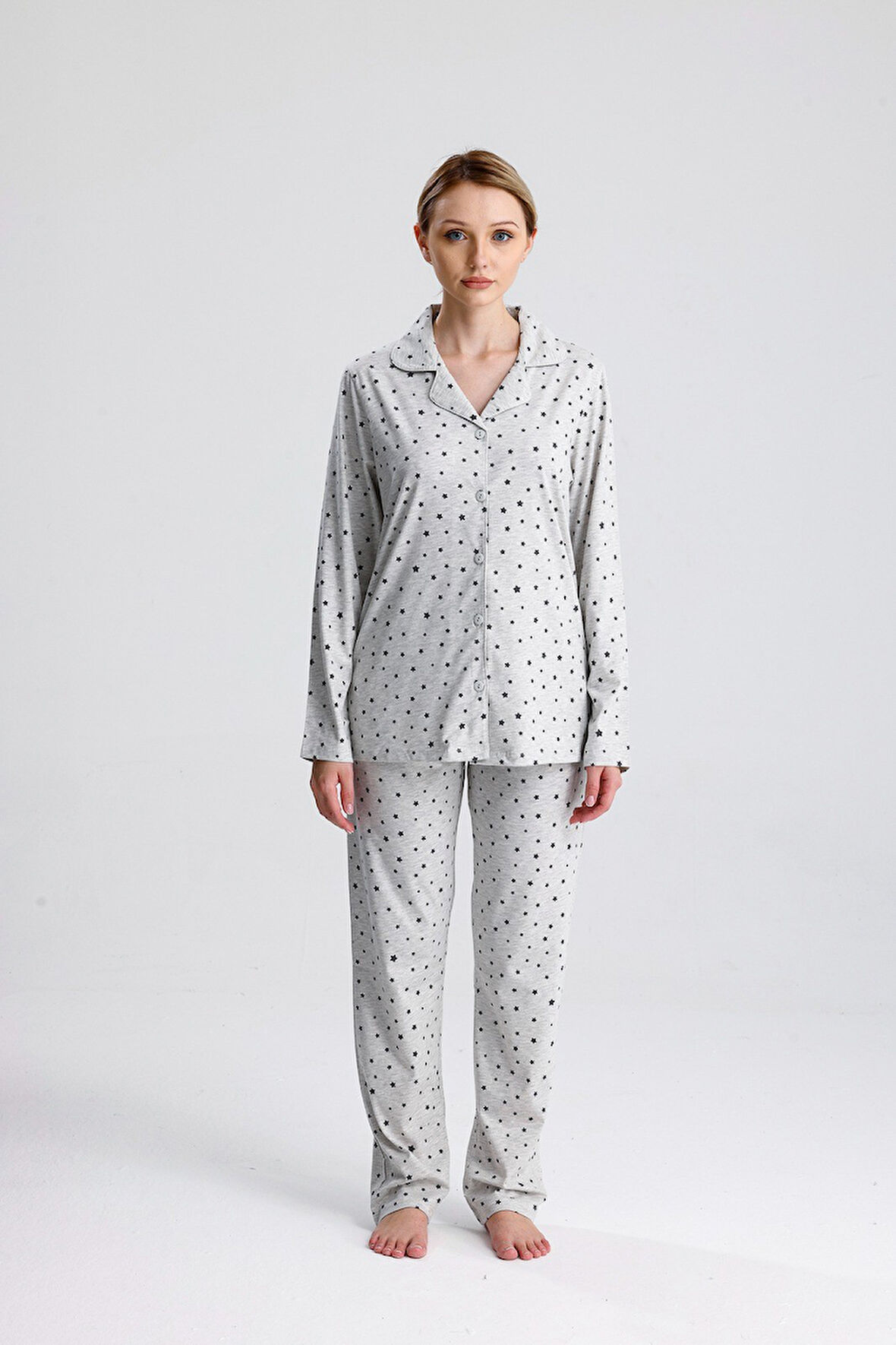 YILDIZ DESEN PAMUK KADIN PİJAMA TAKIM