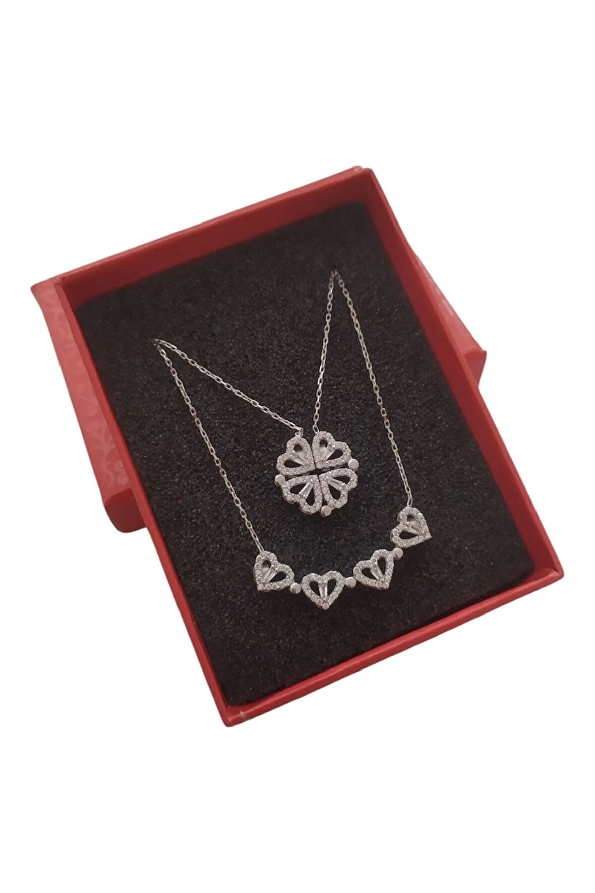 Modahilye 925 Ayar Gümüş Yonca Mıknatıslı Şans Kolyesi