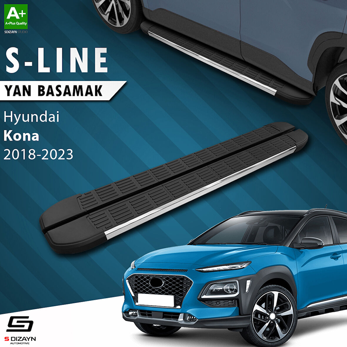 S-Dizayn Hyundai Kona S-Line Krom Yan Basamak 173 Cm 2018-2023 A+ Kalite