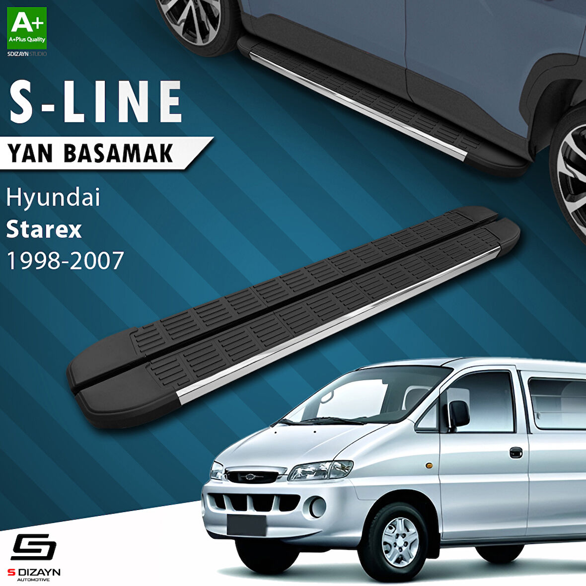 S-Dizayn Hyundai H-1 Starex S-Line Krom Yan Basamak 193 Cm 1998-2007 A+ Kalite