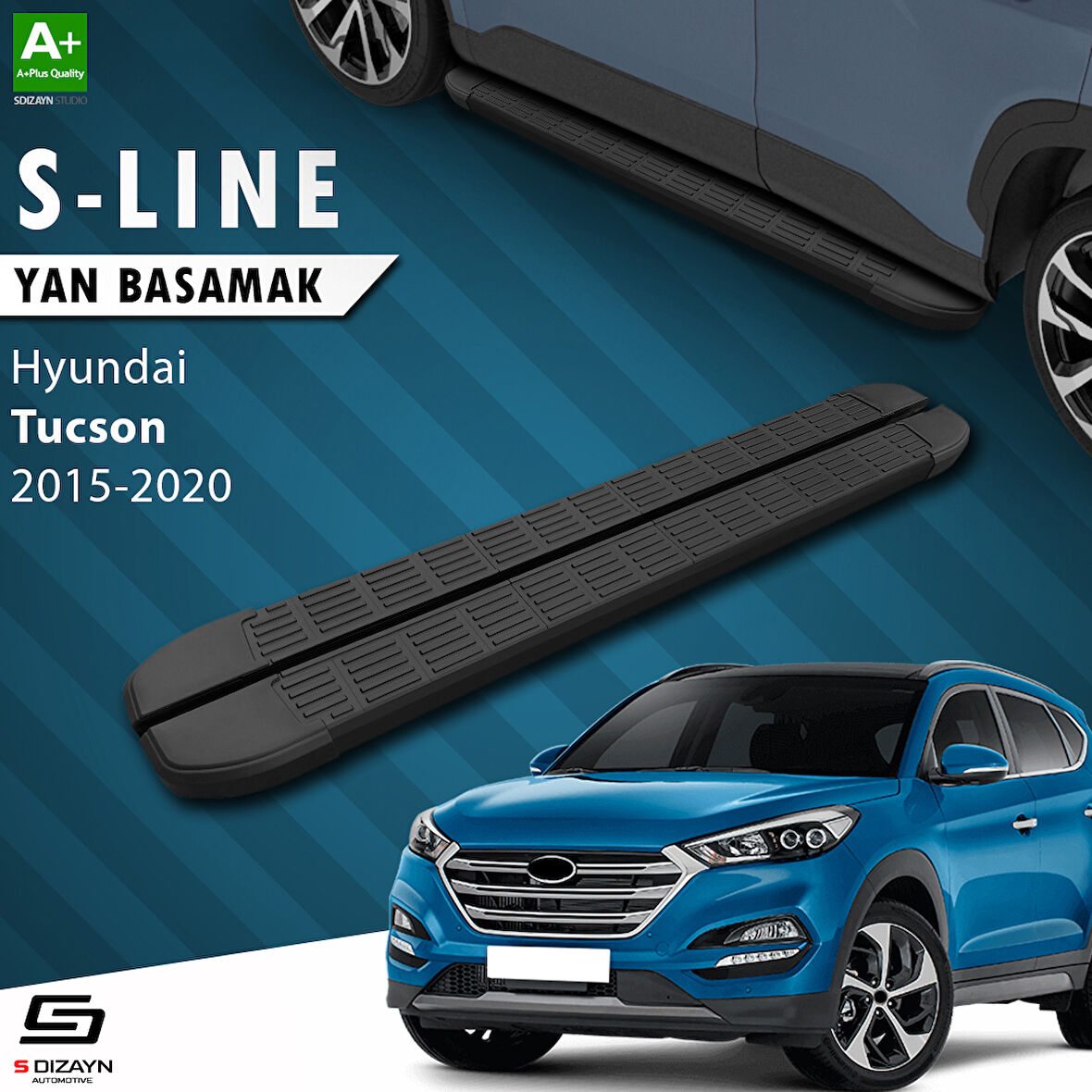 S-Dizayn Hyundai Tucson 3 S-Line Siyah Yan Basamak 173 Cm 2015-2020 A+ Kalite