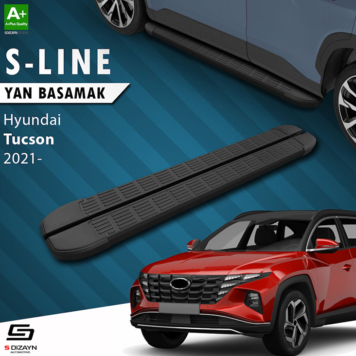 S-Dizayn Hyundai Tucson 4 S-Line Siyah Yan Basamak 173 Cm 2021-2024 A+ Kalite