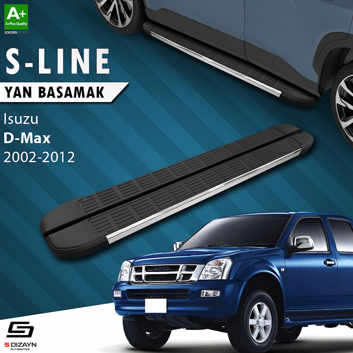 S-Dizayn Isuzu D-Max S-Line Krom Yan Basamak 203 Cm 2002-2012 A+ Kalite
