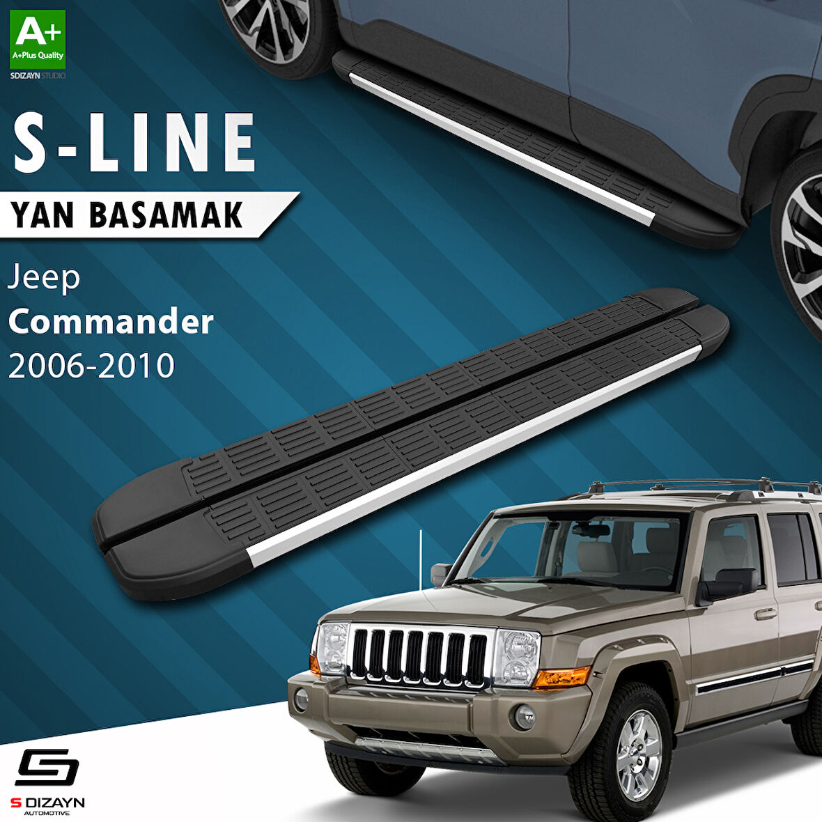 S-Dizayn Jeep Commander S-Line Aluminyum Yan Basamak 173 Cm 2006-2010 A+ Kalite
