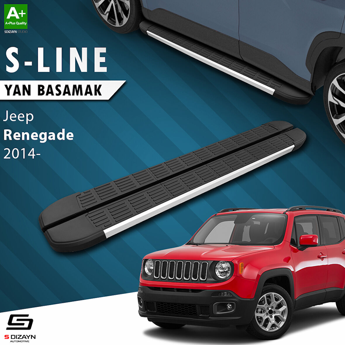 S-Dizayn Jeep Renegade S-Line Aluminyum Yan Basamak 173 Cm 2014 Üzeri A+ Kalite