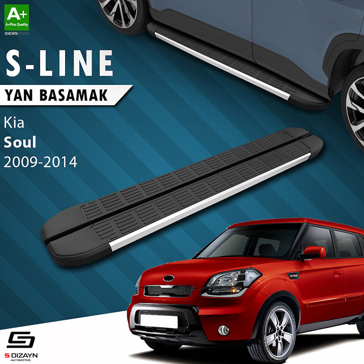 S-Dizayn Kia Soul S-Line Aluminyum Yan Basamak 173 Cm 2009-2014 A+ Kalite