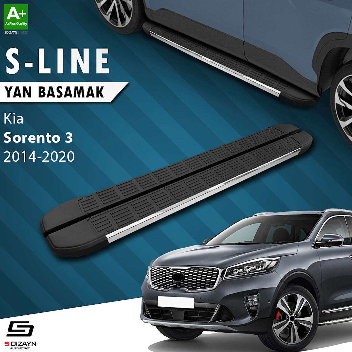 S-Dizayn Kia Sorento 3 S-Line Krom Yan Basamak 183 Cm 2014-2020 A+ Kalite