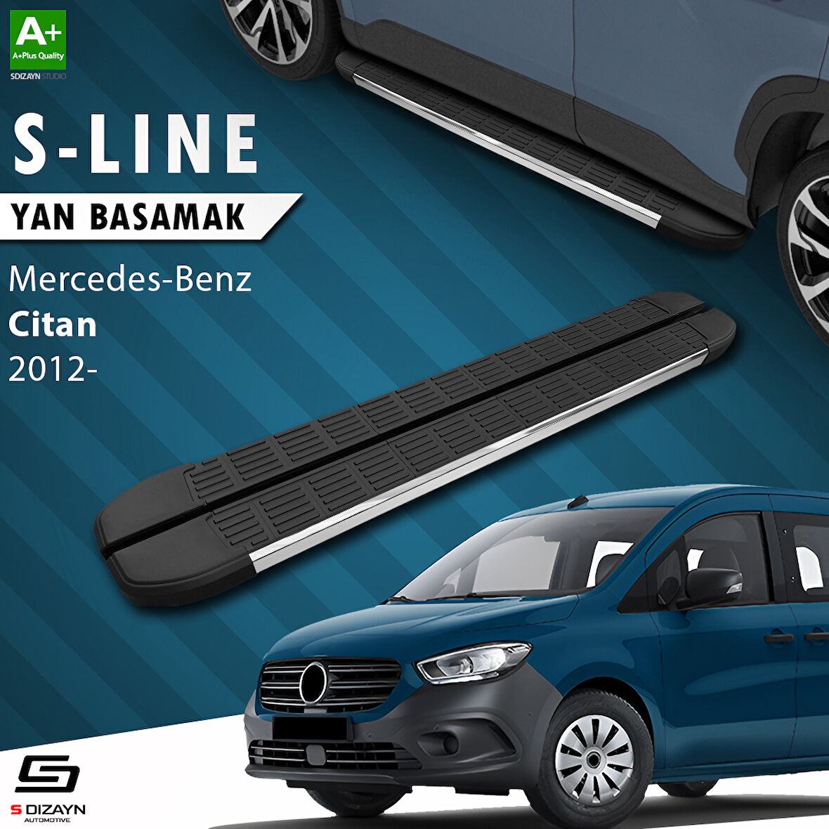 S-Dizayn Mercedes Citan S-Line Krom Yan Basamak 193 Cm 2012-2021 A+ Kalite