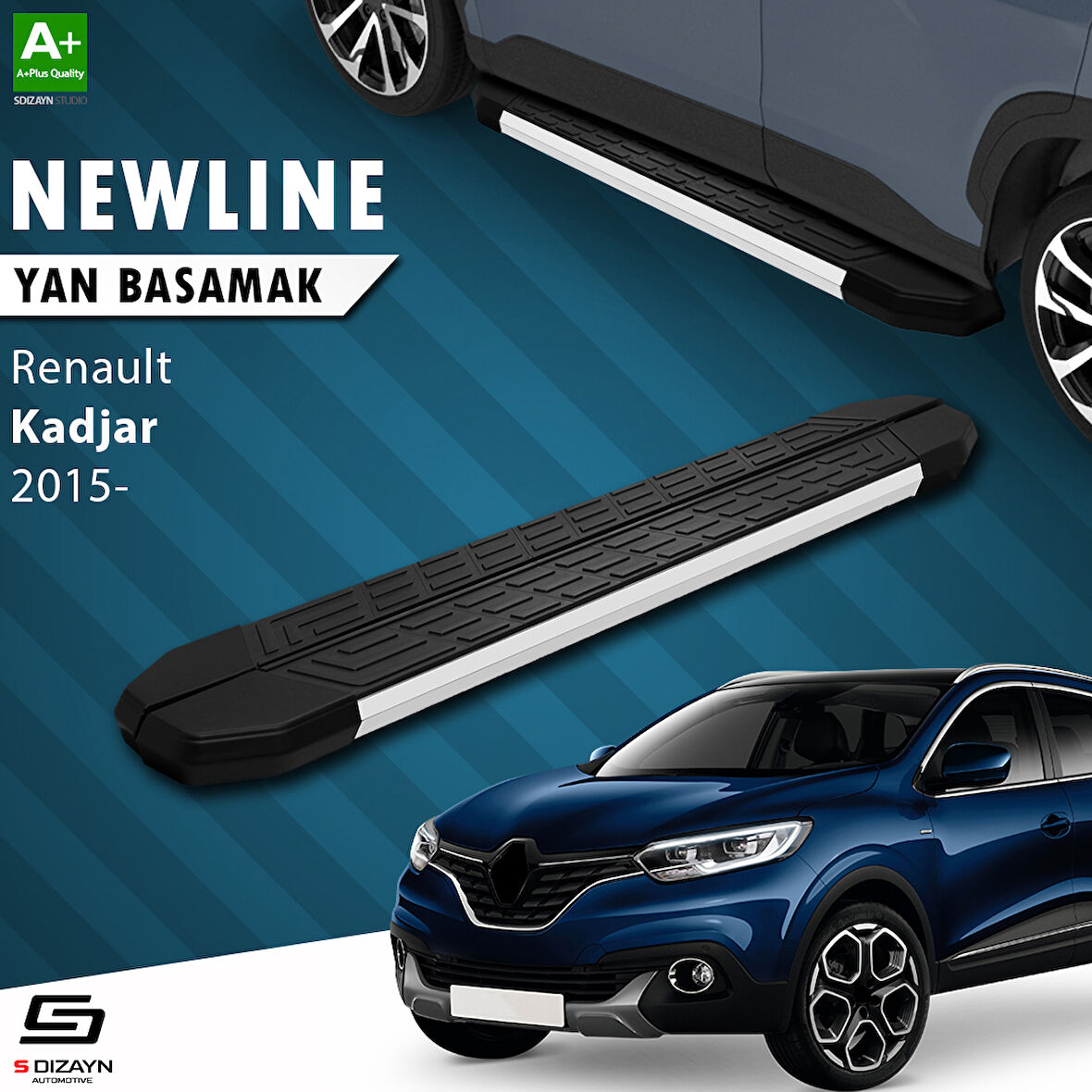 S-Dizayn Renault Kadjar NewLine Aluminyum Yan Basamak 173 Cm 2015-2022 A+ Kalite