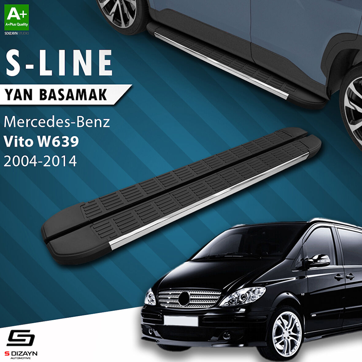 S-Dizayn Mercedes Vito W639 Kısa Şase S-Line Krom Yan Basamak 233 Cm 2004-2014 A+ Kalite