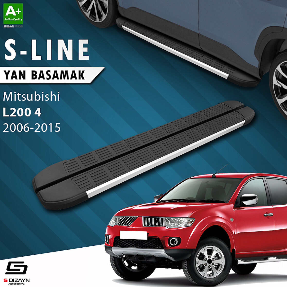 S-Dizayn Mitsubishi L200 4 S-Line Aluminyum Yan Basamak 193 Cm 2006-2015 A+ Kalite