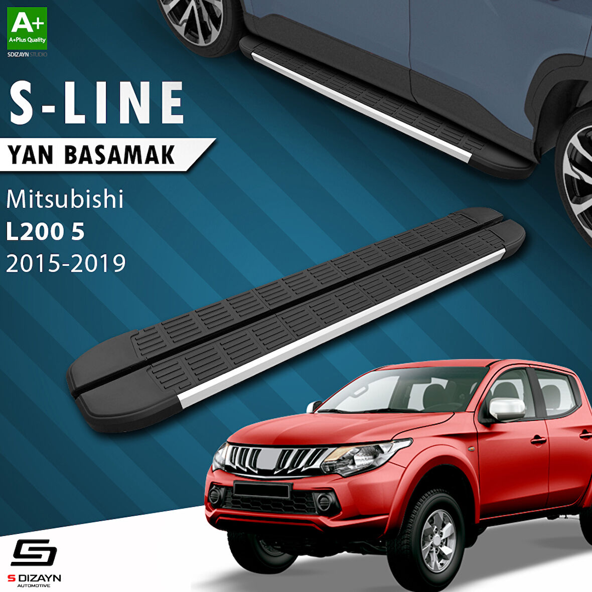 S-Dizayn Mitsubishi L200 5 S-Line Aluminyum Yan Basamak 193 Cm 2015-2019 A+ Kalite