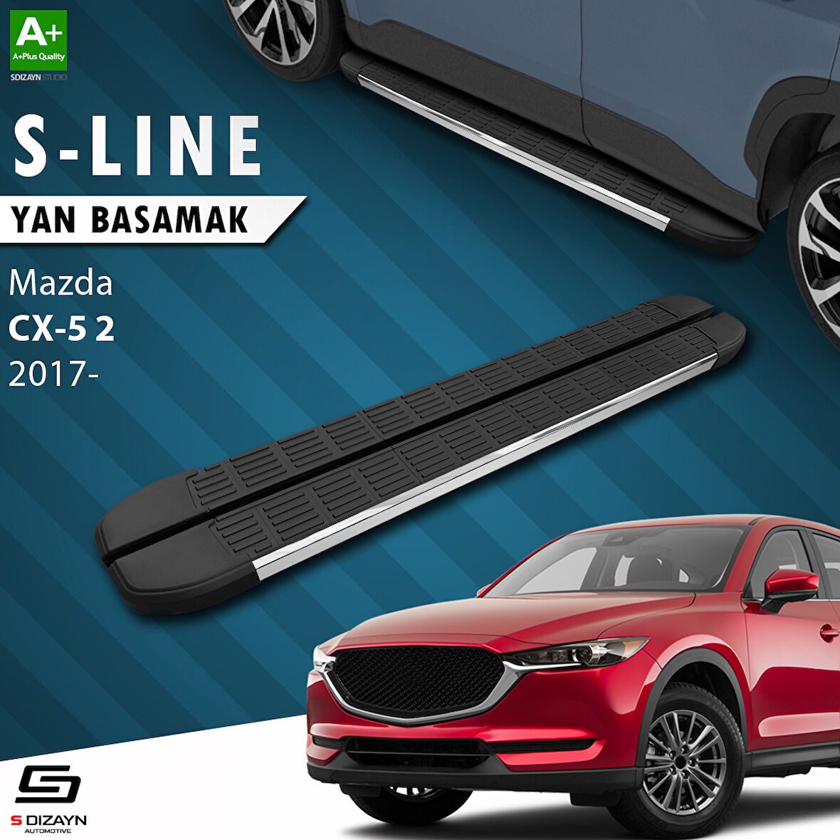 S-Dizayn Mazda CX-5 2 S-Line Krom Yan Basamak 183 Cm 2017 Üzeri A+ Kalite