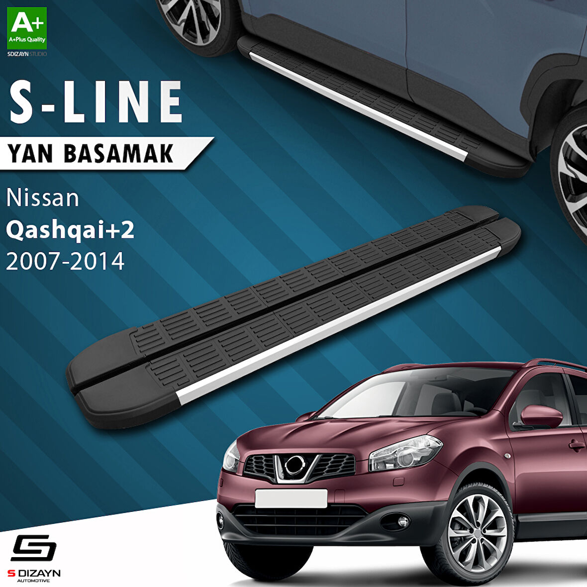 S-Dizayn Nissan Qashqai +2 S-Line Aluminyum Yan Basamak 183 Cm 2007-2014 A+ Kalite