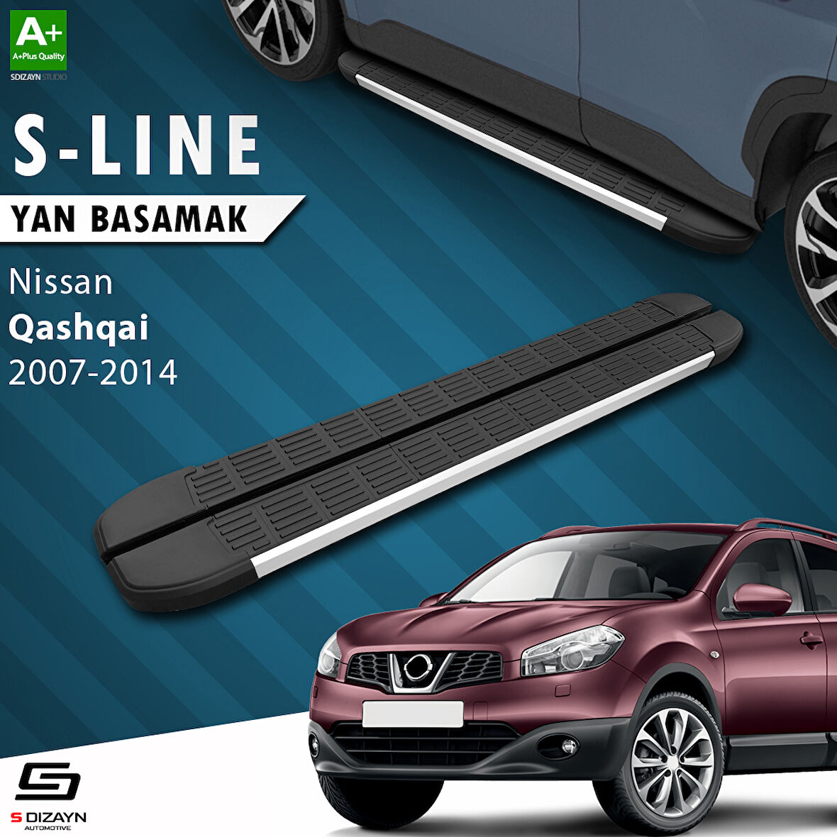 S-Dizayn Nissan Qashqai S-Line Aluminyum Yan Basamak 173 Cm 2007-2014 A+ Kalite