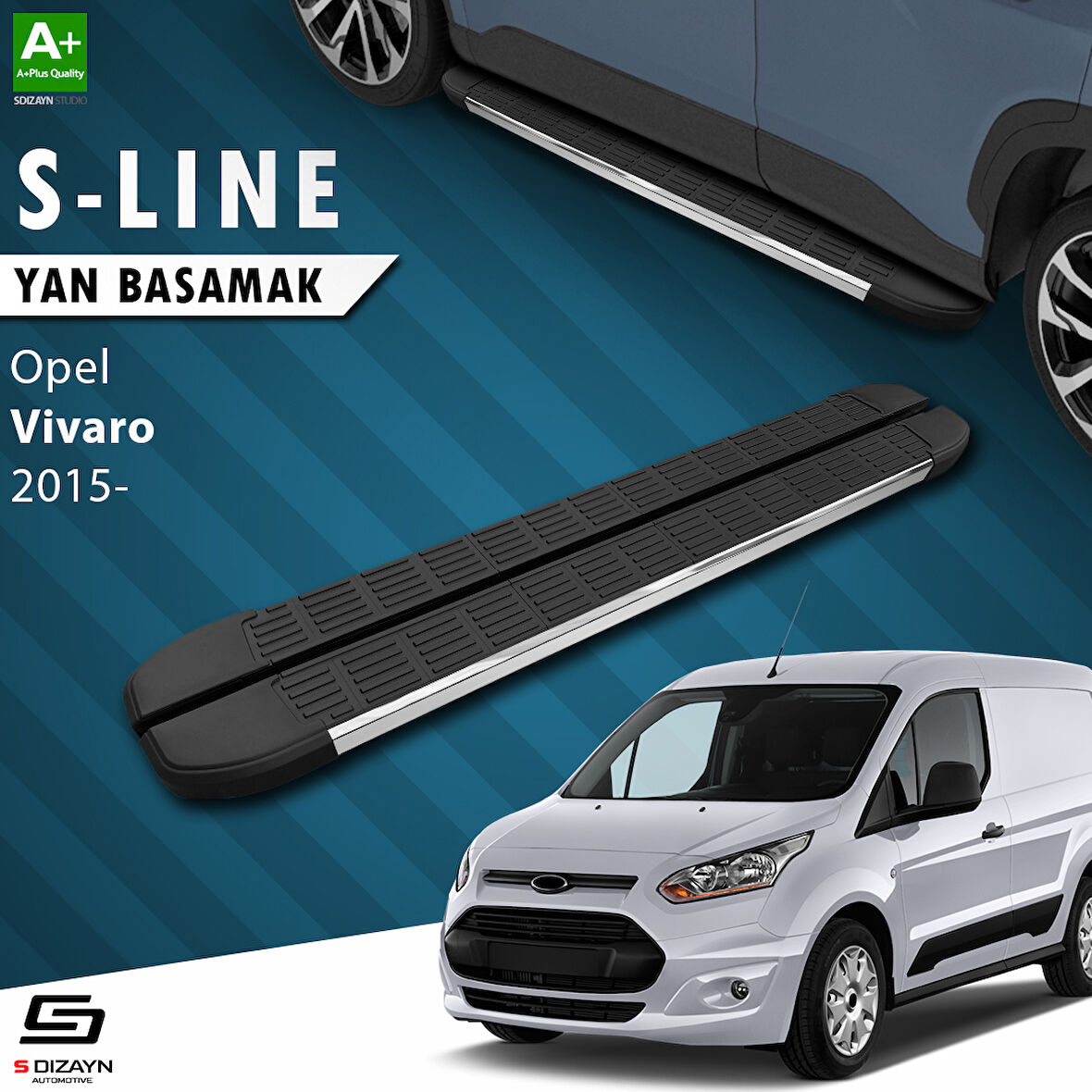 S-Dizayn Opel Vivaro B Kısa Şase S-Line Krom Yan Basamak 223 Cm 2015-2018 A+ Kalite