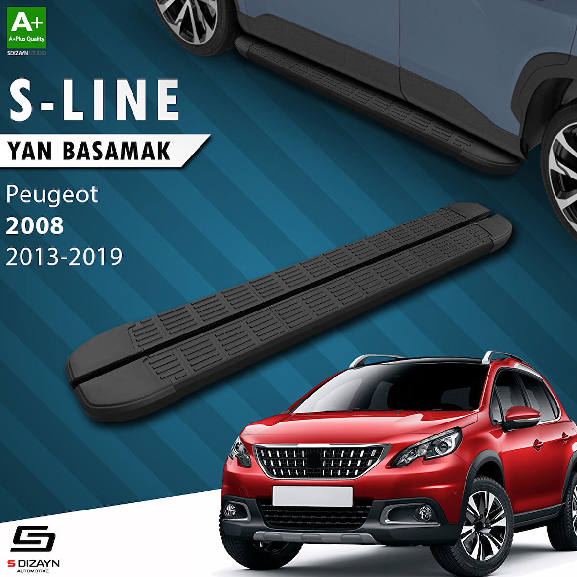 S-Dizayn Peugeot 2008 S-Line Siyah Yan Basamak 173 Cm 2013-2019 A+ Kalite