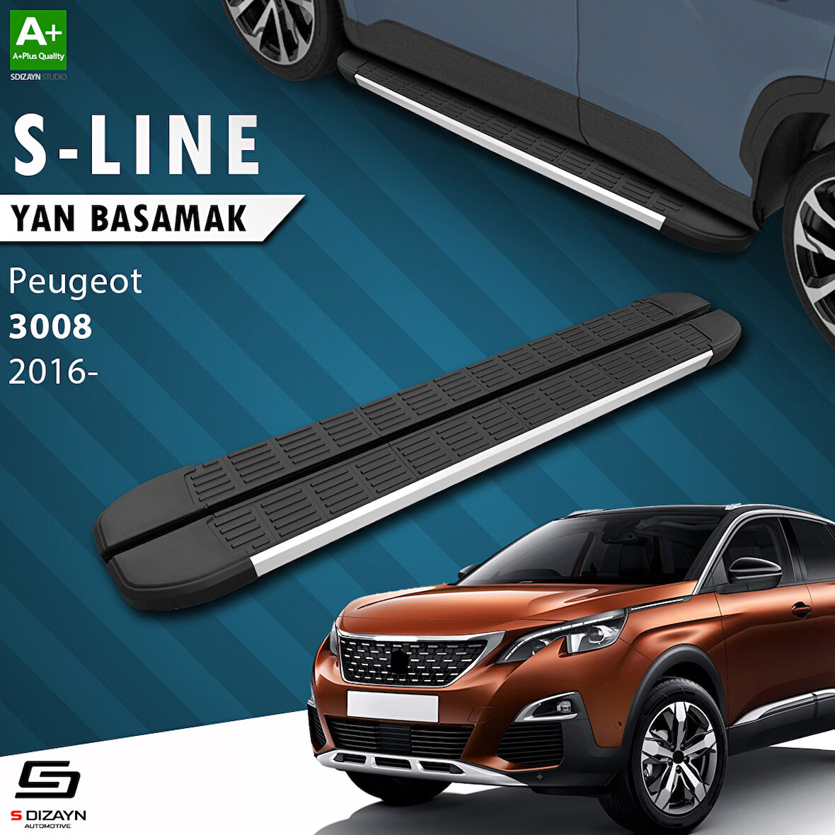 S-Dizayn Peugeot 3008 2 S-Line Aluminyum Yan Basamak 183 Cm 2016-2023 A+ Kalite