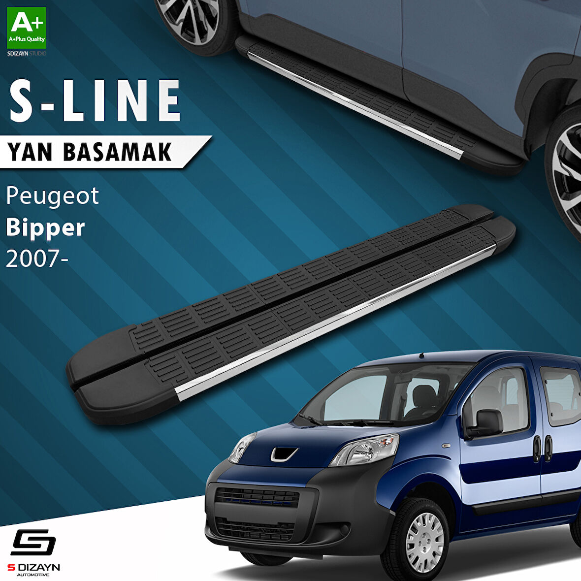 S-Dizayn Peugeot Bipper S-Line Krom Yan Basamak 173 Cm 2007-2017 A+ Kalite