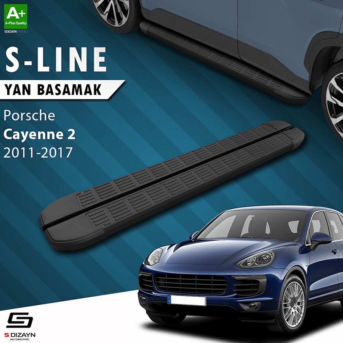 S-Dizayn Porsche Cayenne 2 S-Line Siyah Yan Basamak 193 Cm 2011-2017 A+ Kalite