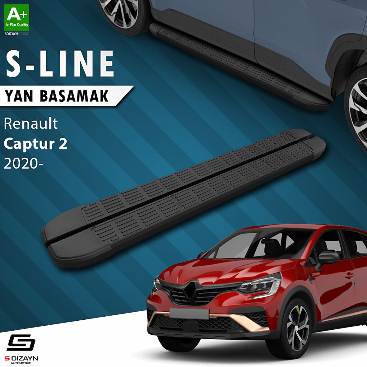 S-Dizayn Renault Captur 2 S-Line Siyah Yan Basamak 183 Cm 2020 Üzeri A+ Kalite