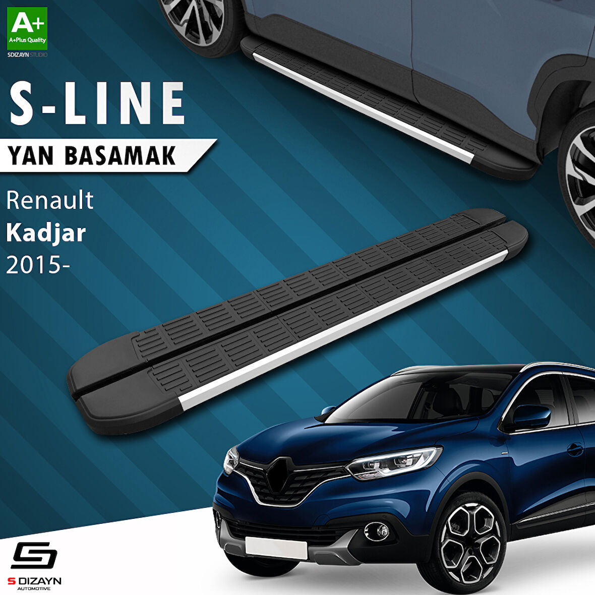 S-Dizayn Renault Kadjar S-Line Aluminyum Yan Basamak 173 Cm 2015-2022 A+ Kalite