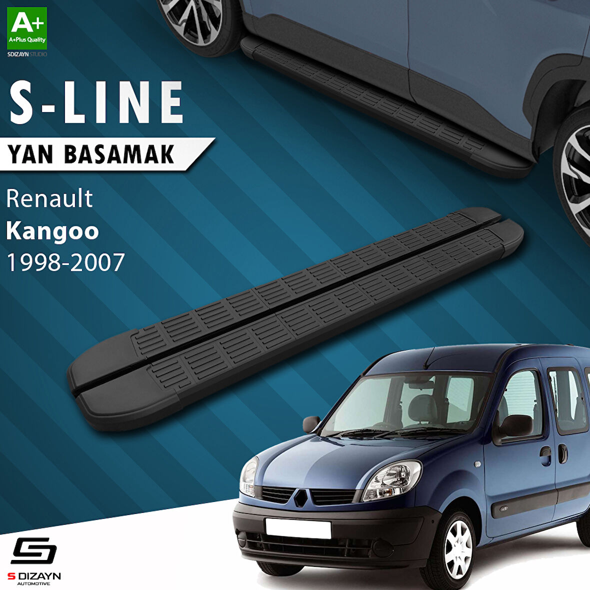 S-Dizayn Renault Kangoo S-Line Siyah Yan Basamak 183 Cm 1998-2007 A+ Kalite