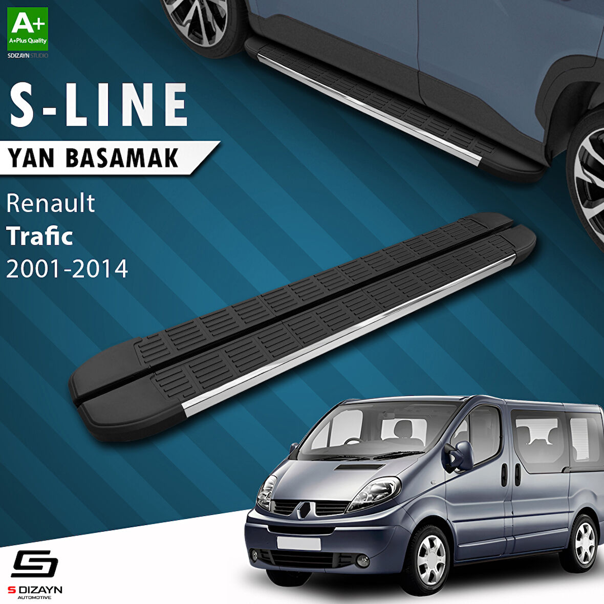 S-Dizayn Renault Trafic 2 Uzun Şase S-Line Krom Yan Basamak 263 Cm 2001-2014 A+ Kalite