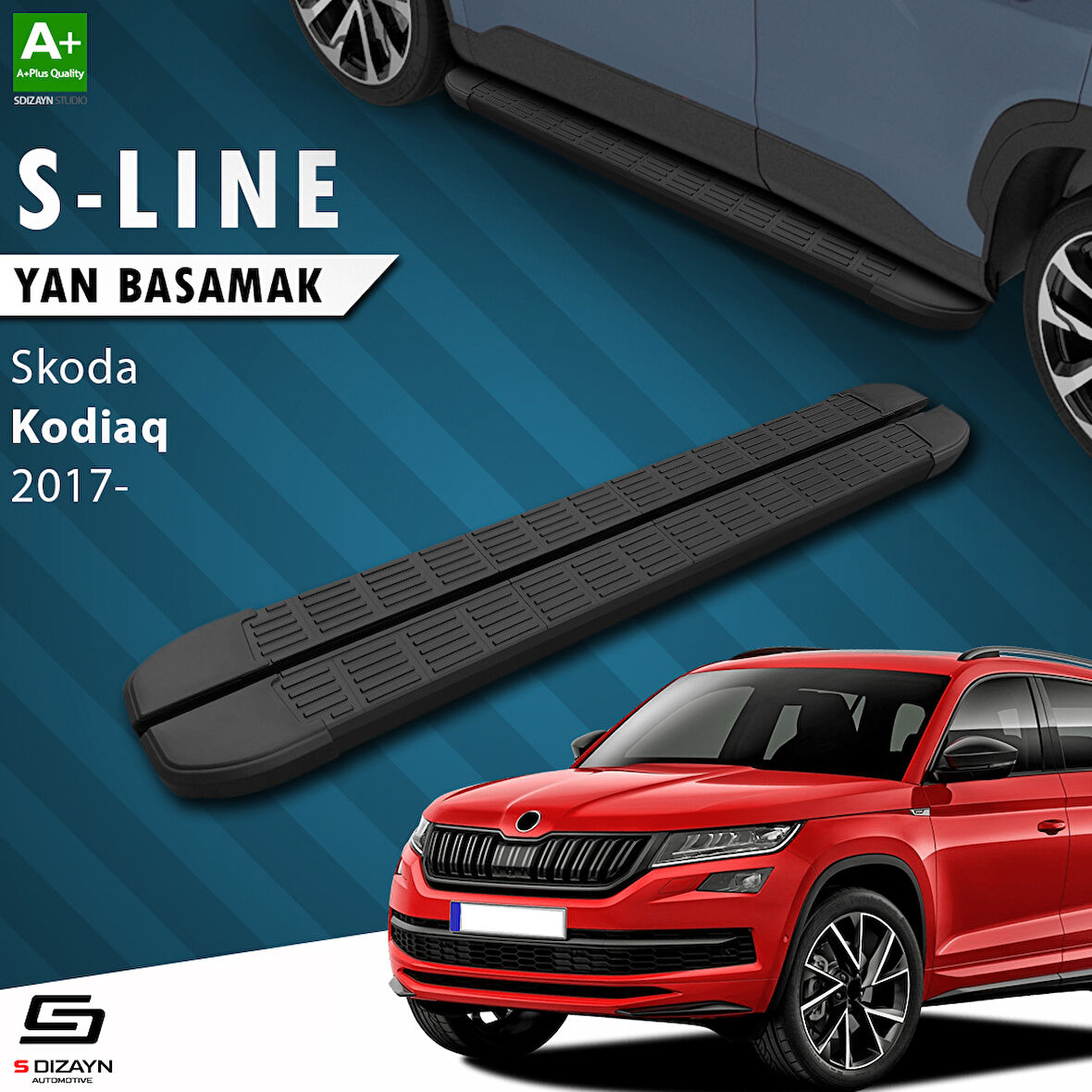 S-Dizayn Skoda Kodiaq S-Line Siyah Yan Basamak 193 Cm 2017-2023 A+ Kalite