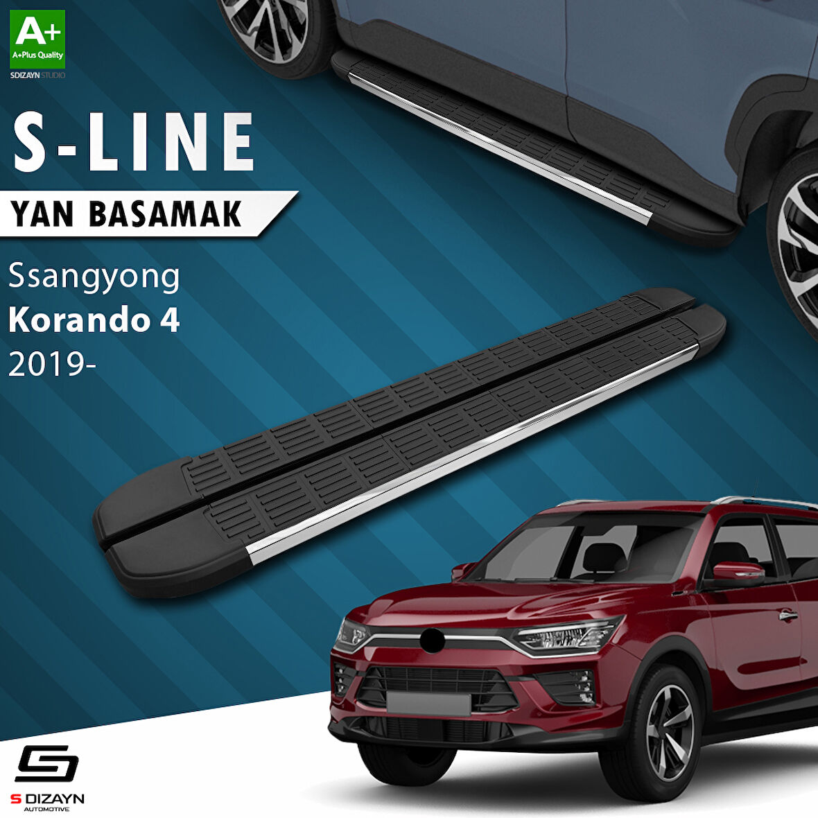 S-Dizayn Ssangyong Korando S-Line Krom Yan Basamak 183 Cm 2019 Üzeri A+ Kalite