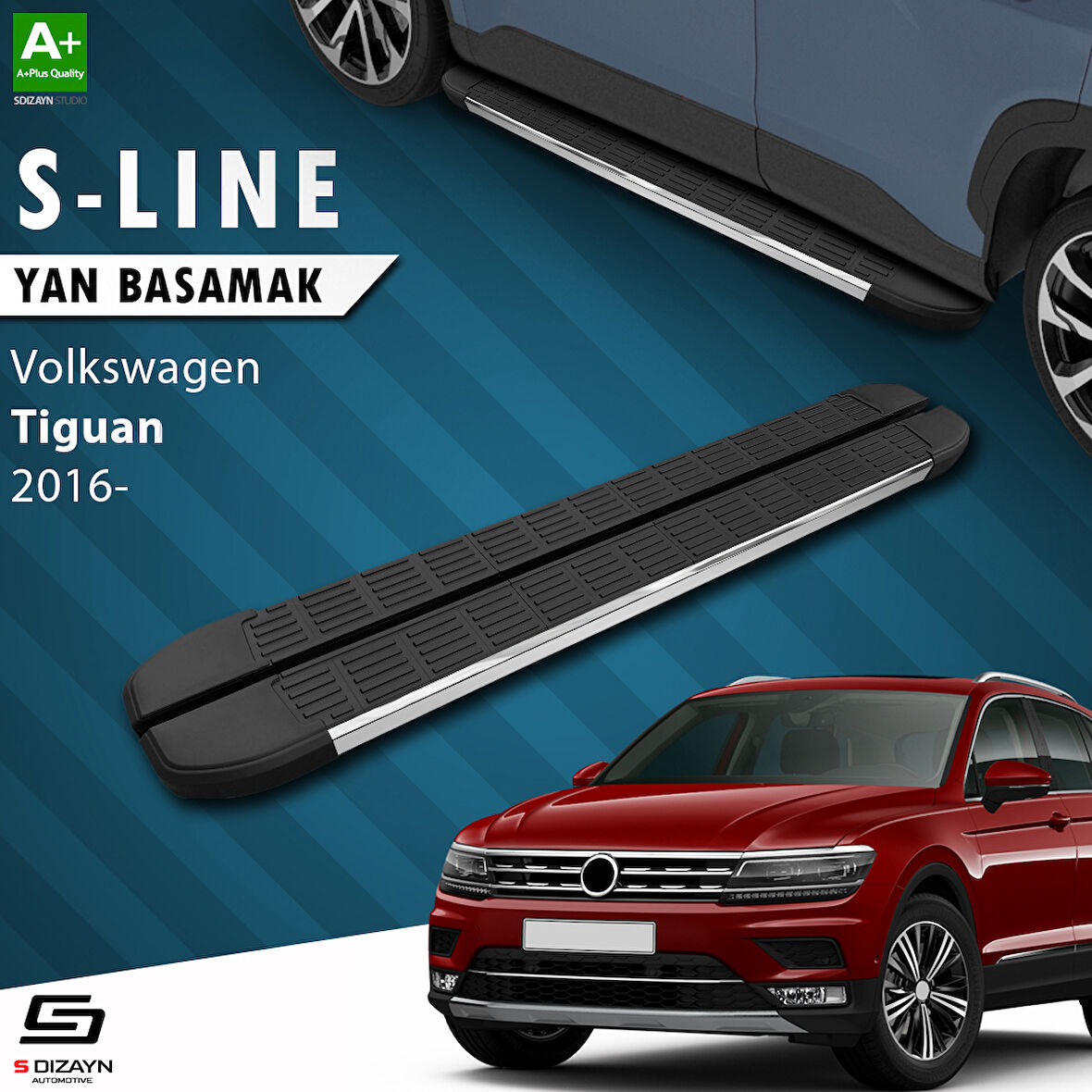S-Dizayn VW Tiguan 2 S-Line Krom Yan Basamak 173 Cm 2016-2024 A+ Kalite