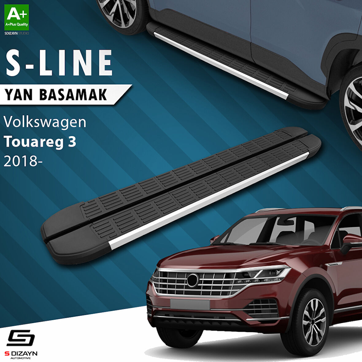 S-Dizayn VW Touareg 3 S-Line Aluminyum Yan Basamak 193 Cm 2018 Üzeri A+ Kalite