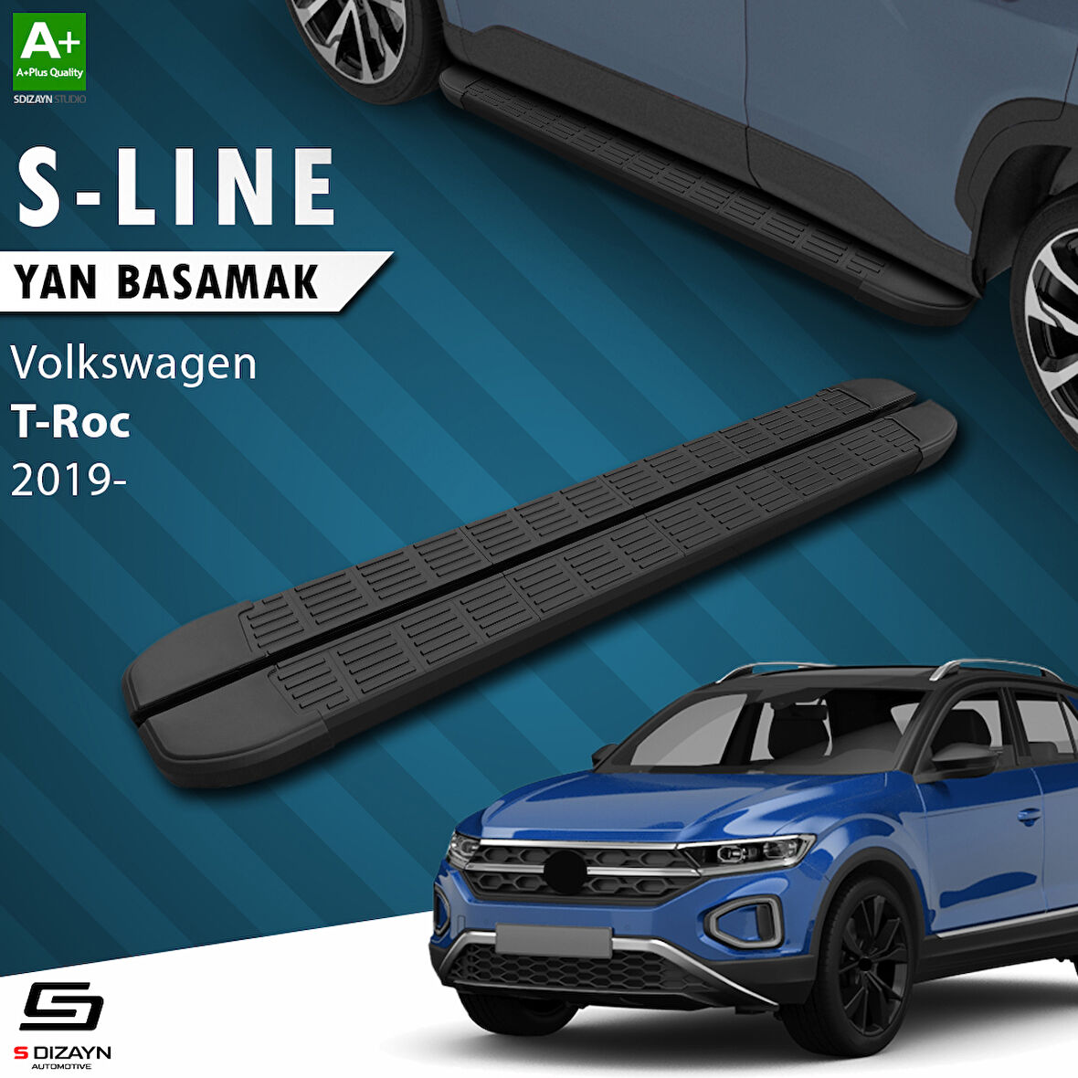 S-Dizayn VW T-Roc S-Line Siyah Yan Basamak 173 Cm 2019 Üzeri A+ Kalite