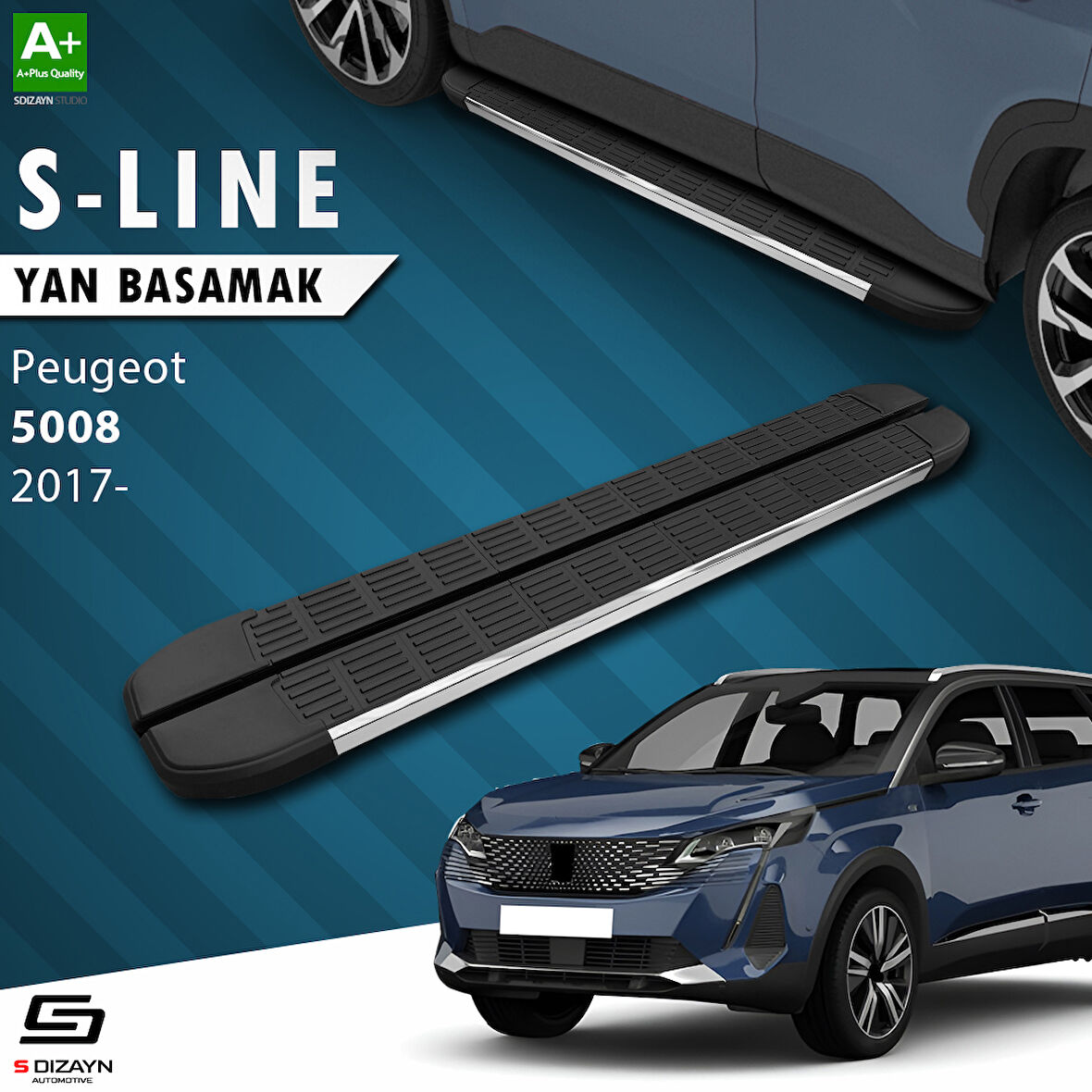 S-Dizayn Peugeot 5008 2 S-Line Krom Yan Basamak 203 Cm 2017-2023 A+ Kalite