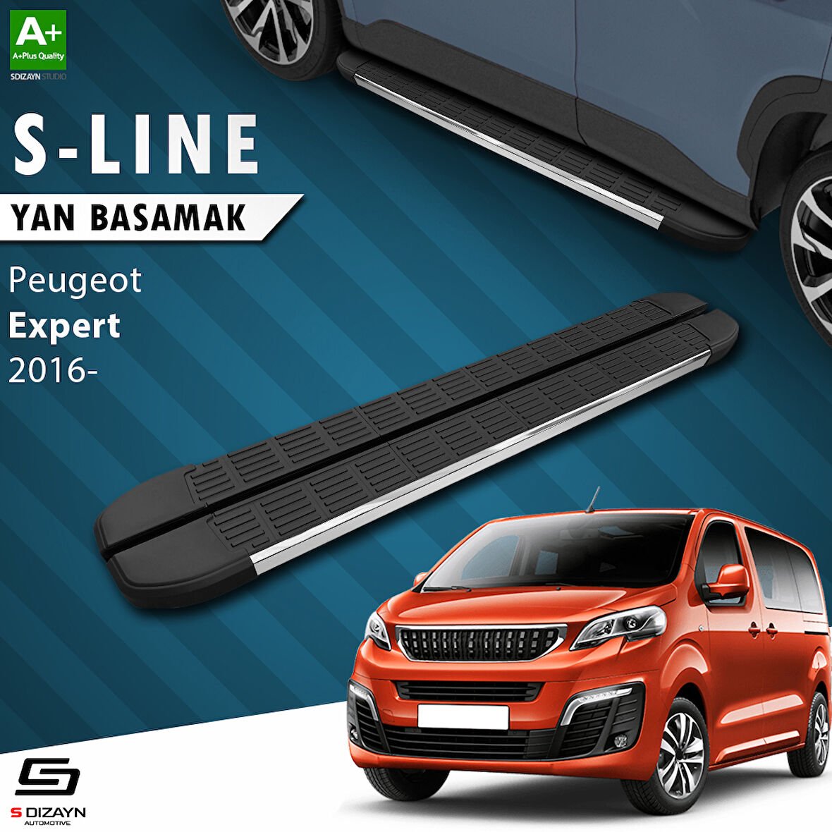 S-Dizayn Peugeot Expert 3 Uzun Şase S-Line Krom Yan Basamak 243 Cm 2016 Üzeri A+ Kalite
