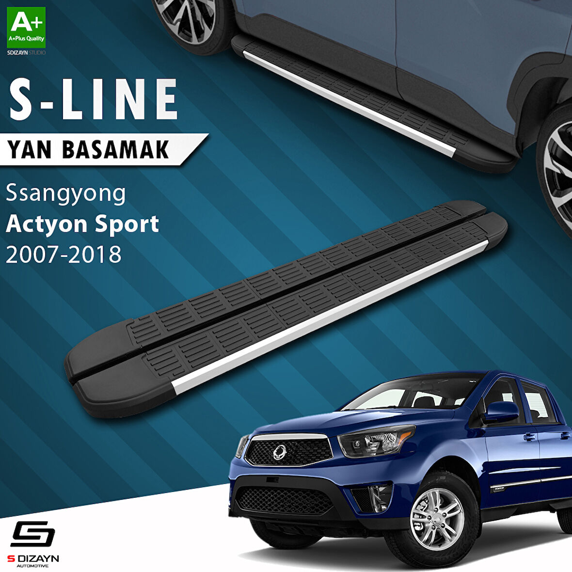 S-Dizayn Ssangyong Actyon Sports S-Line Aluminyum Yan Basamak 203 Cm 2007-2018 A+ Kalite