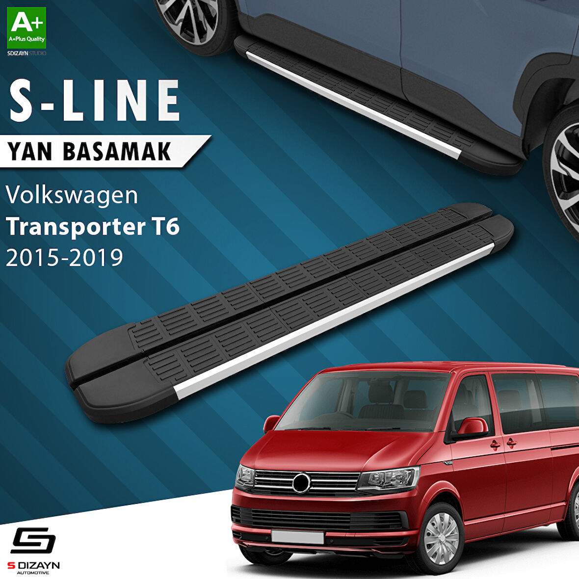 S-Dizayn VW Transporter T6 Uzun Şase S-Line Aluminyum Yan Basamak 253 Cm 2015-2019 A+ Kalite
