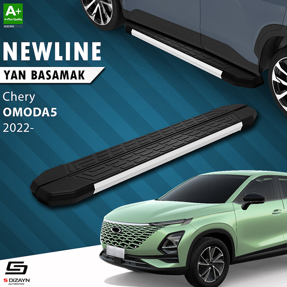 S-Dizayn Chery Omoda5 NewLine Aluminyum Yan Basamak 183 Cm 2022 Üzeri A+ Kalite