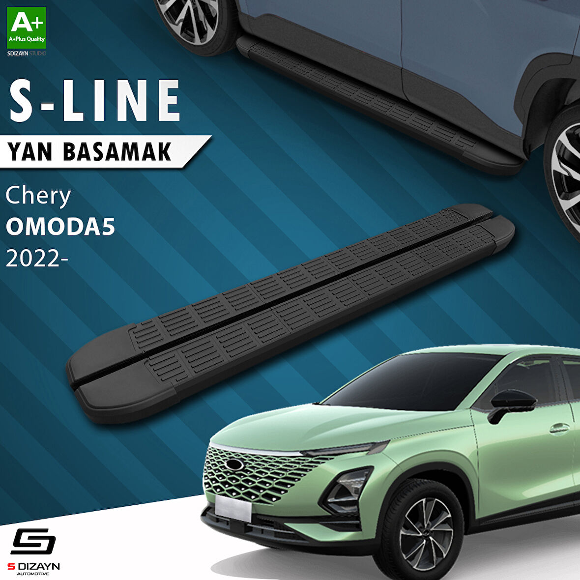 S-Dizayn Chery Omoda5 S-Line Siyah Yan Basamak 183 Cm 2022 Üzeri A+ Kalite